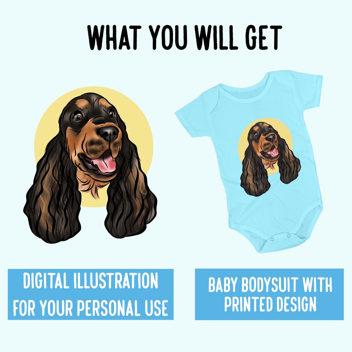 Pet Portrait Baby Onesie (Baby Blue)