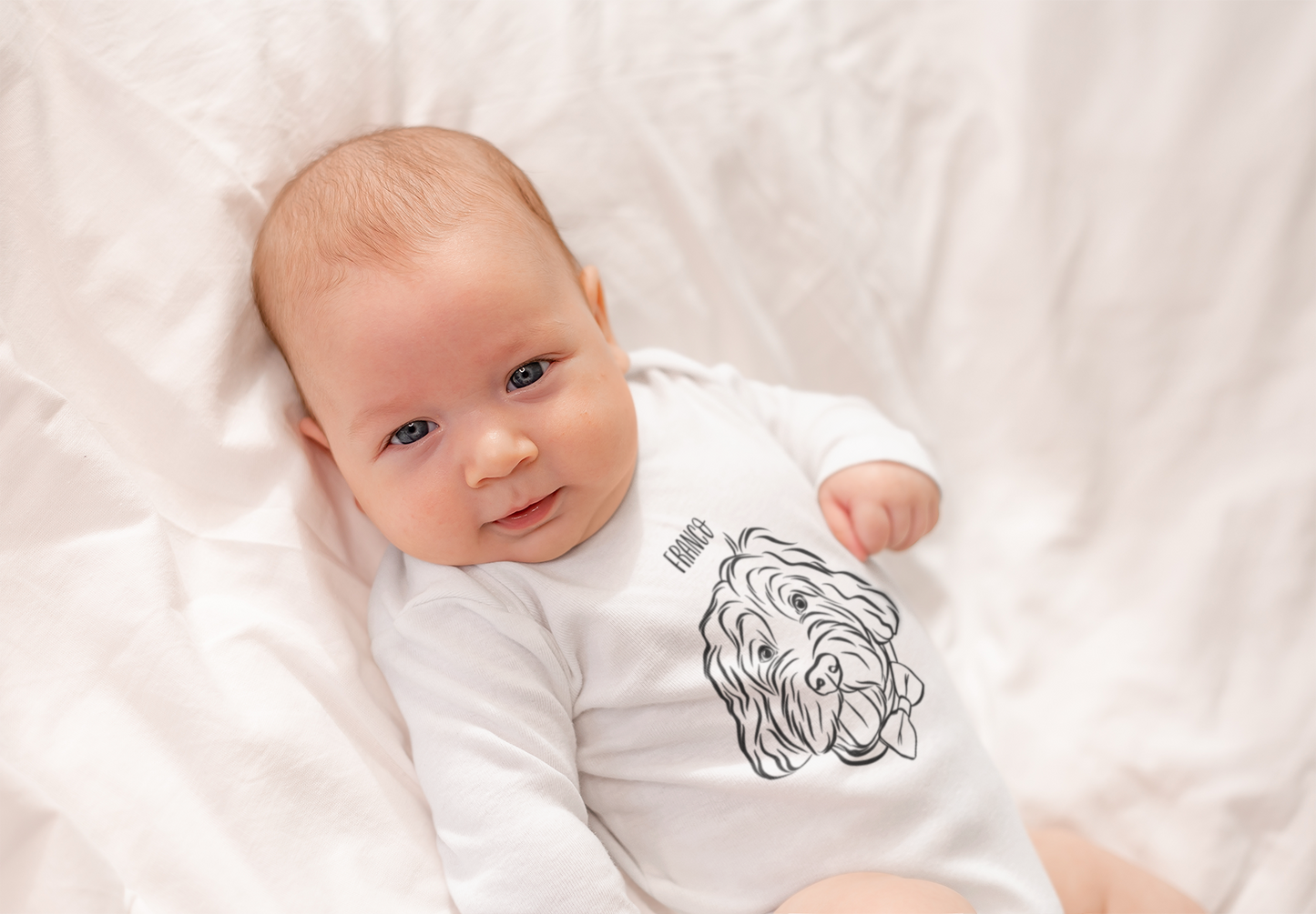 Long Sleeve Outline Pet Portrait Onesie (White)