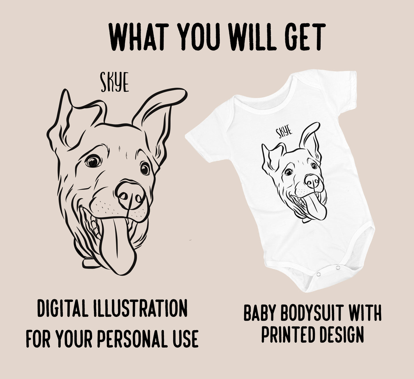 Outline Pet Portrait Onesie (White)
