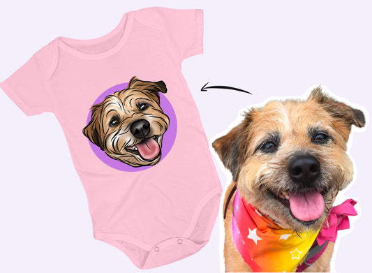Pet Portrait Baby Onesie (Baby Pink)