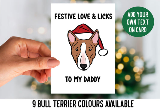Bull Terrier Merry Christmas Card