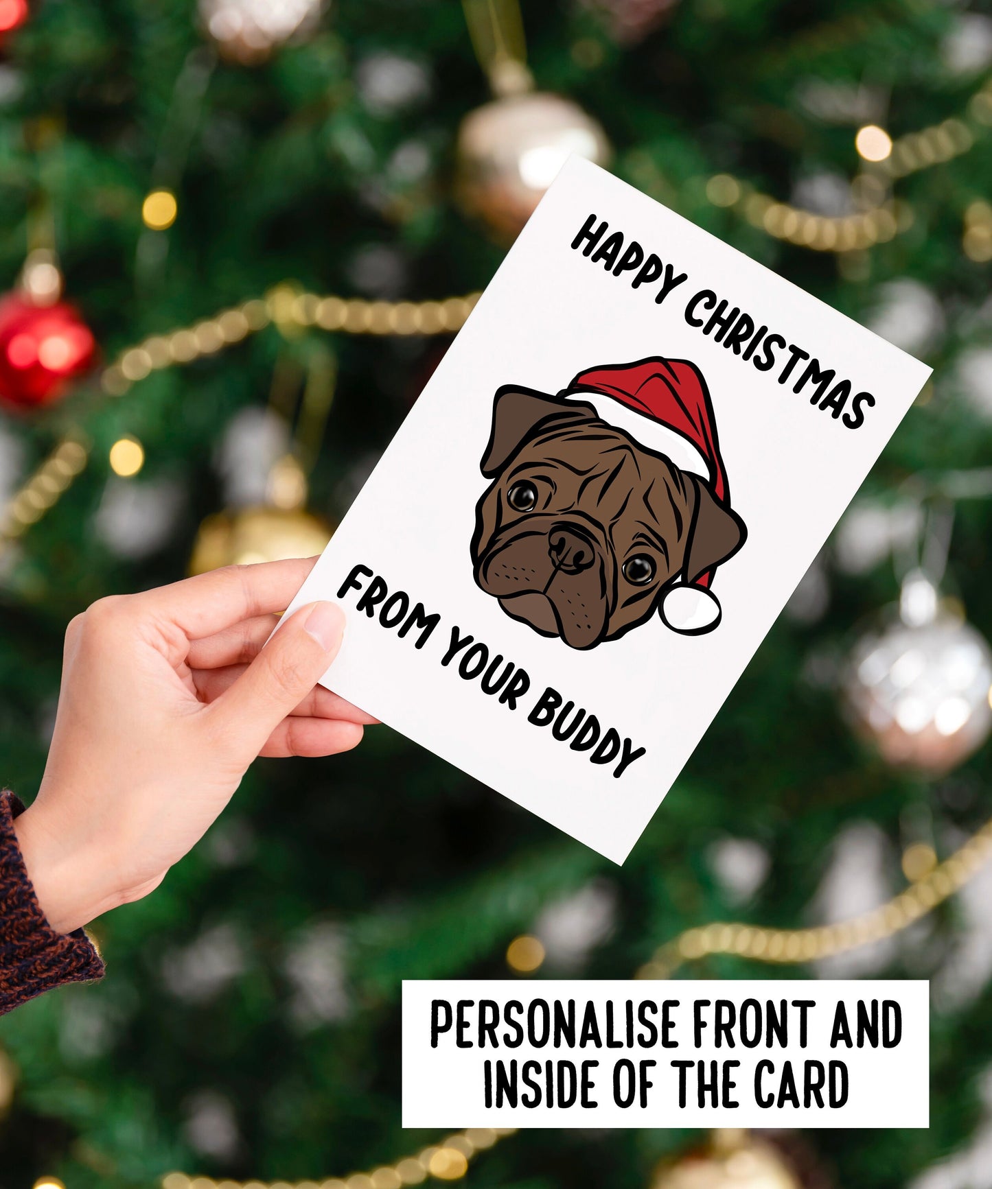 Pug Face Christmas Card