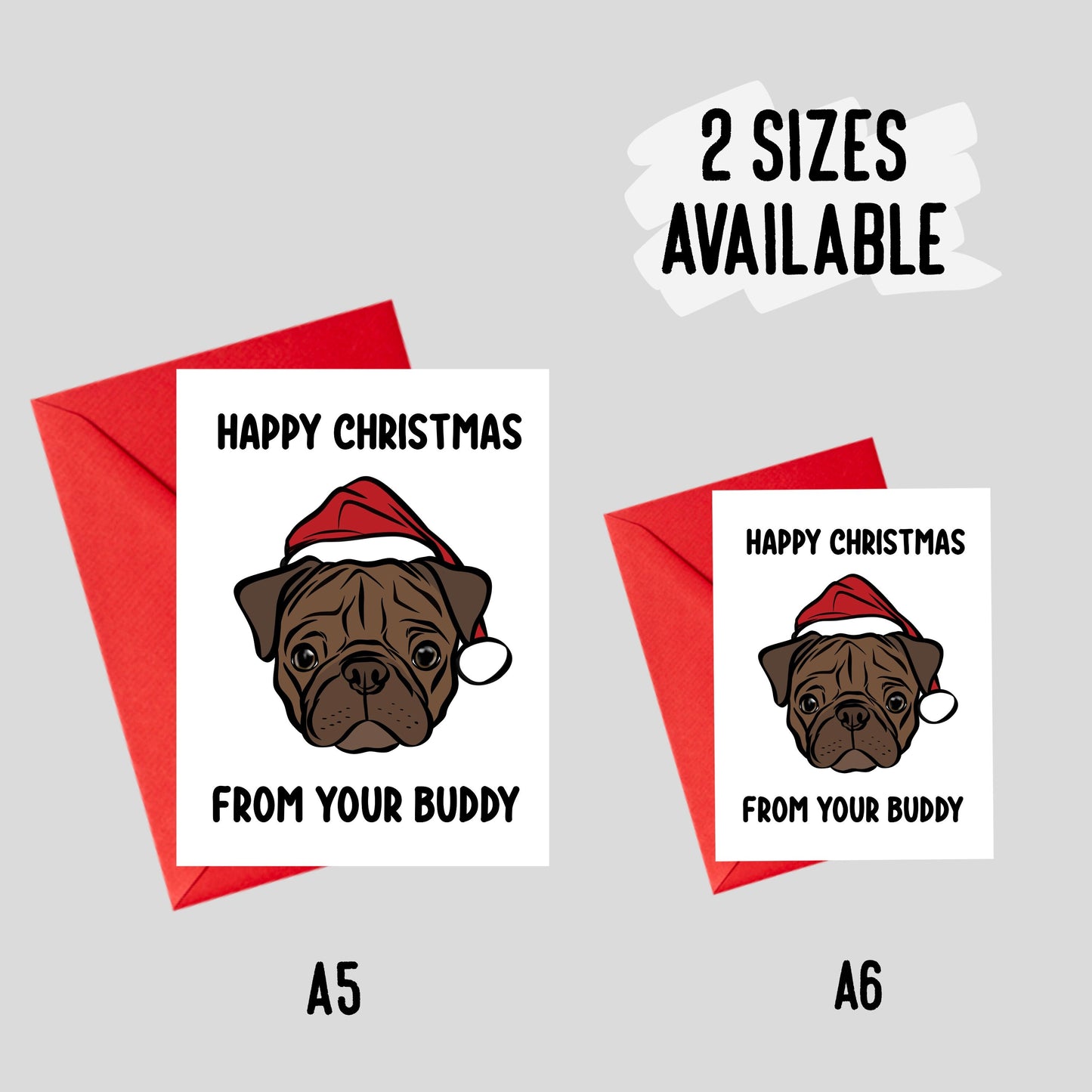 Pug Face Christmas Card