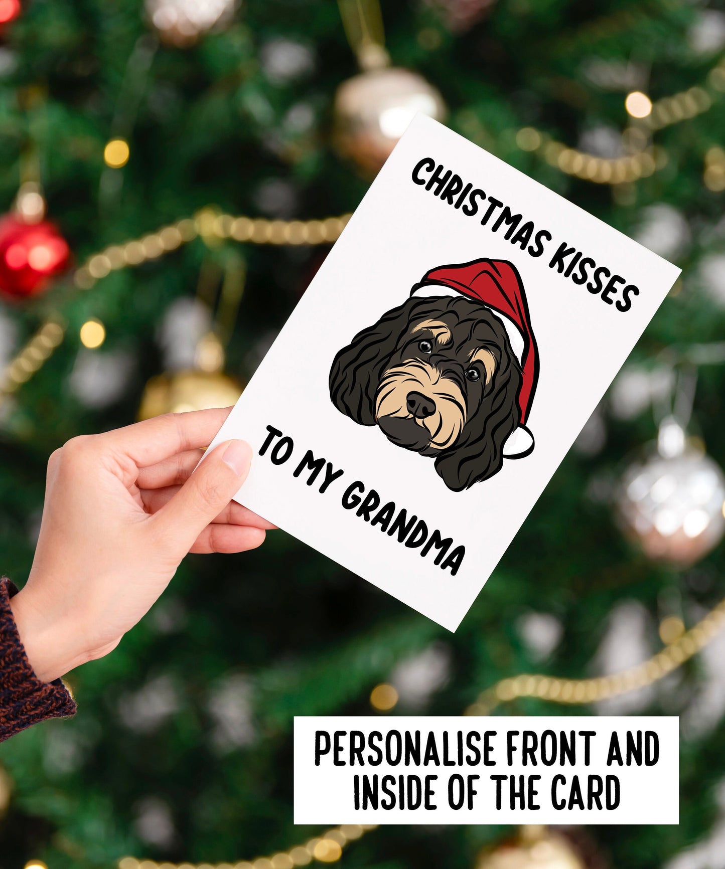 Cockapoo Face Christmas Card