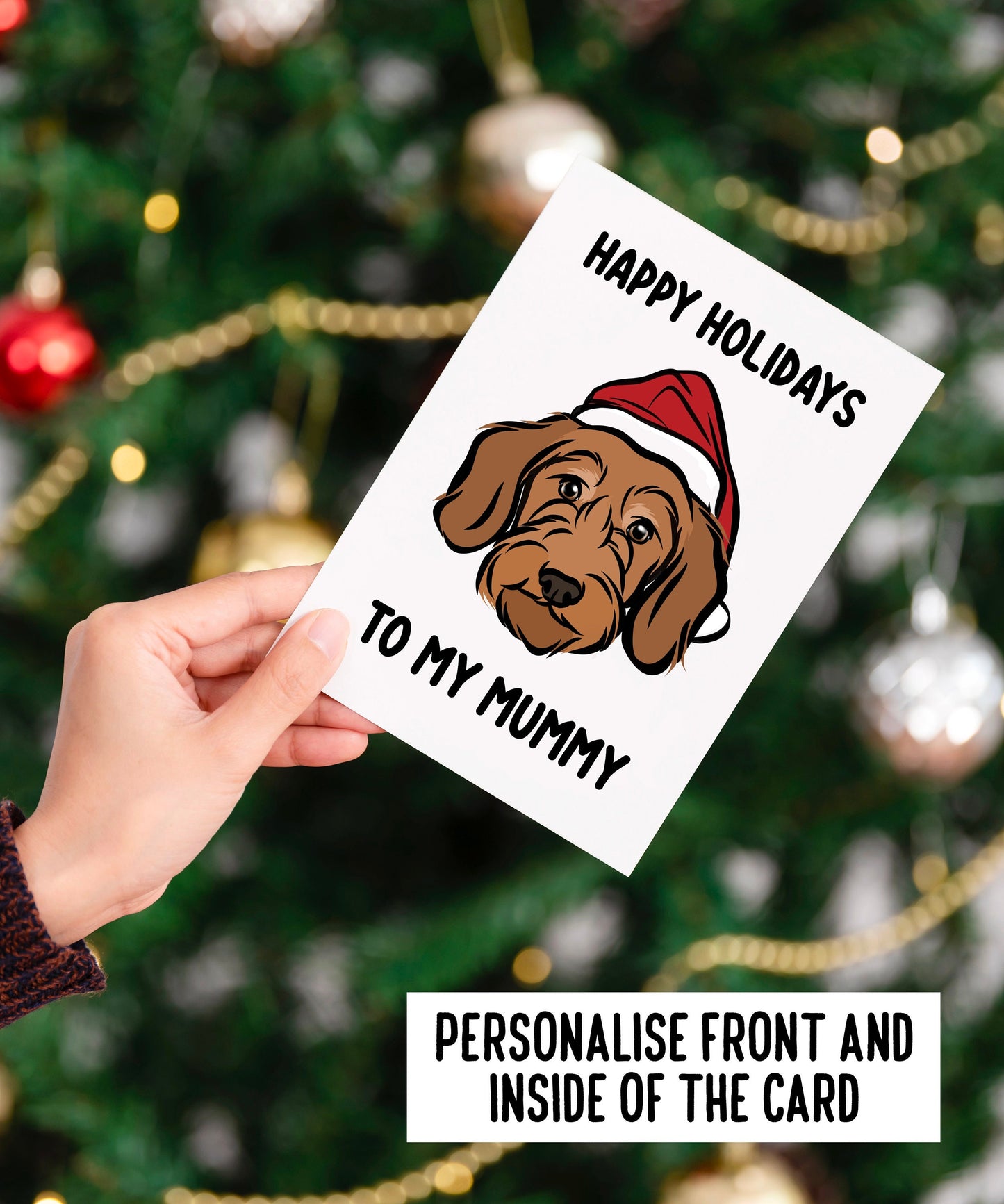 Wire Haired Dachshund Christmas Card