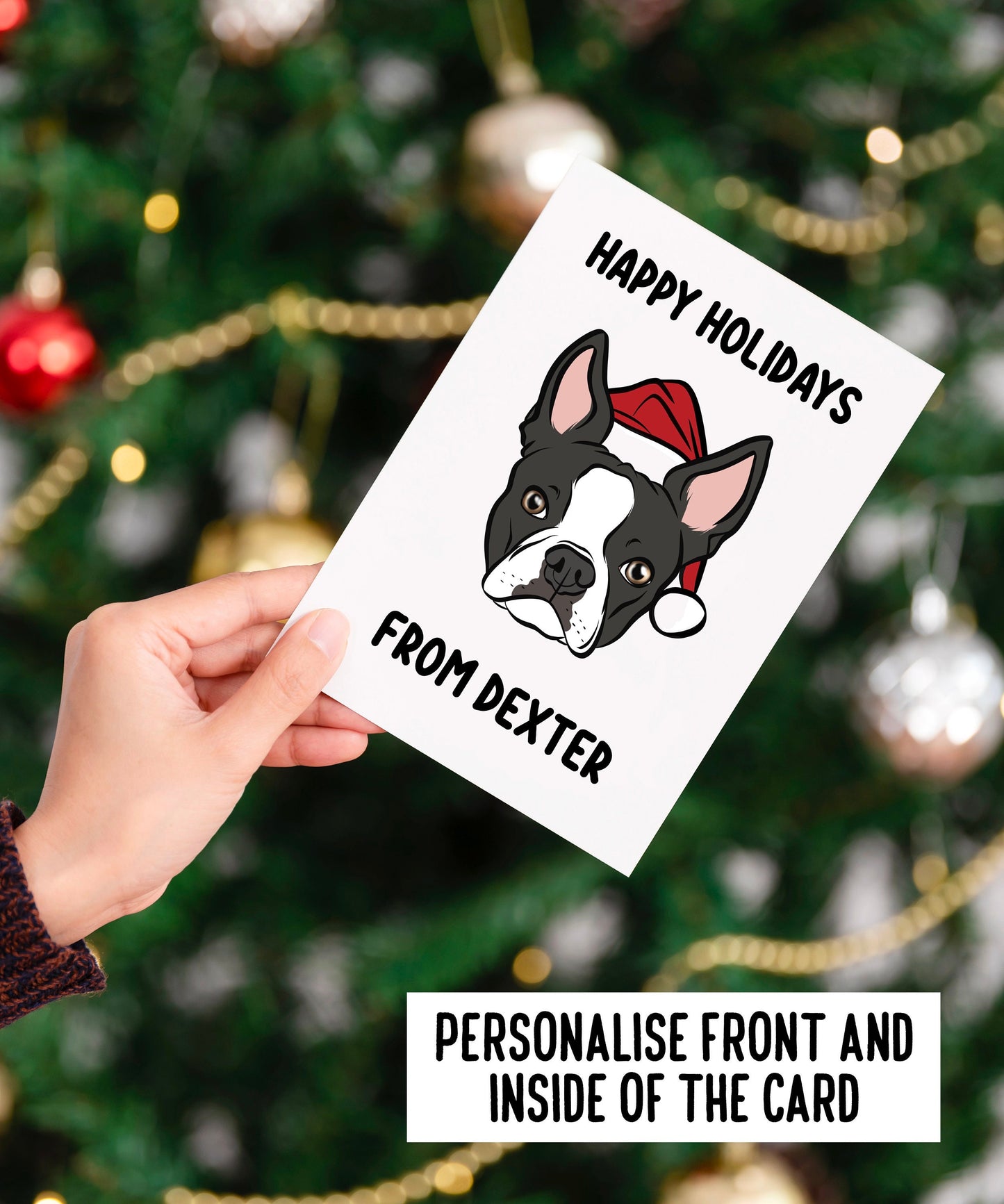 Boston Terrier Christmas Card
