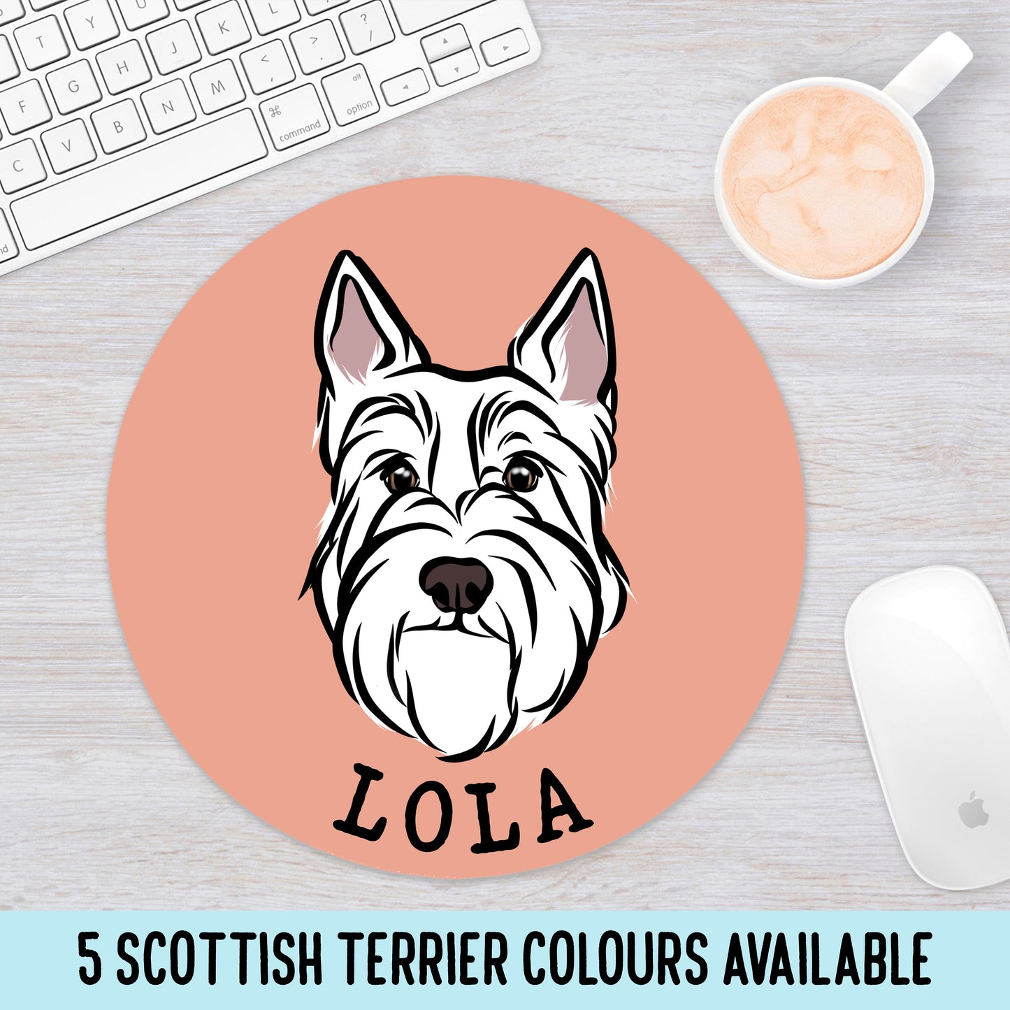 Scottish Terrier Mouse Mat/ Customised Pet Portrait Computer Mouse Pad/ Dog Desk Organisation/ Unique Scottie Face Computer Accessory Gift