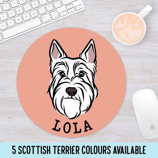 Scottish Terrier Mouse Mat/ Customised Pet Portrait Computer Mouse Pad/ Dog Desk Organisation/ Unique Scottie Face Computer Accessory Gift