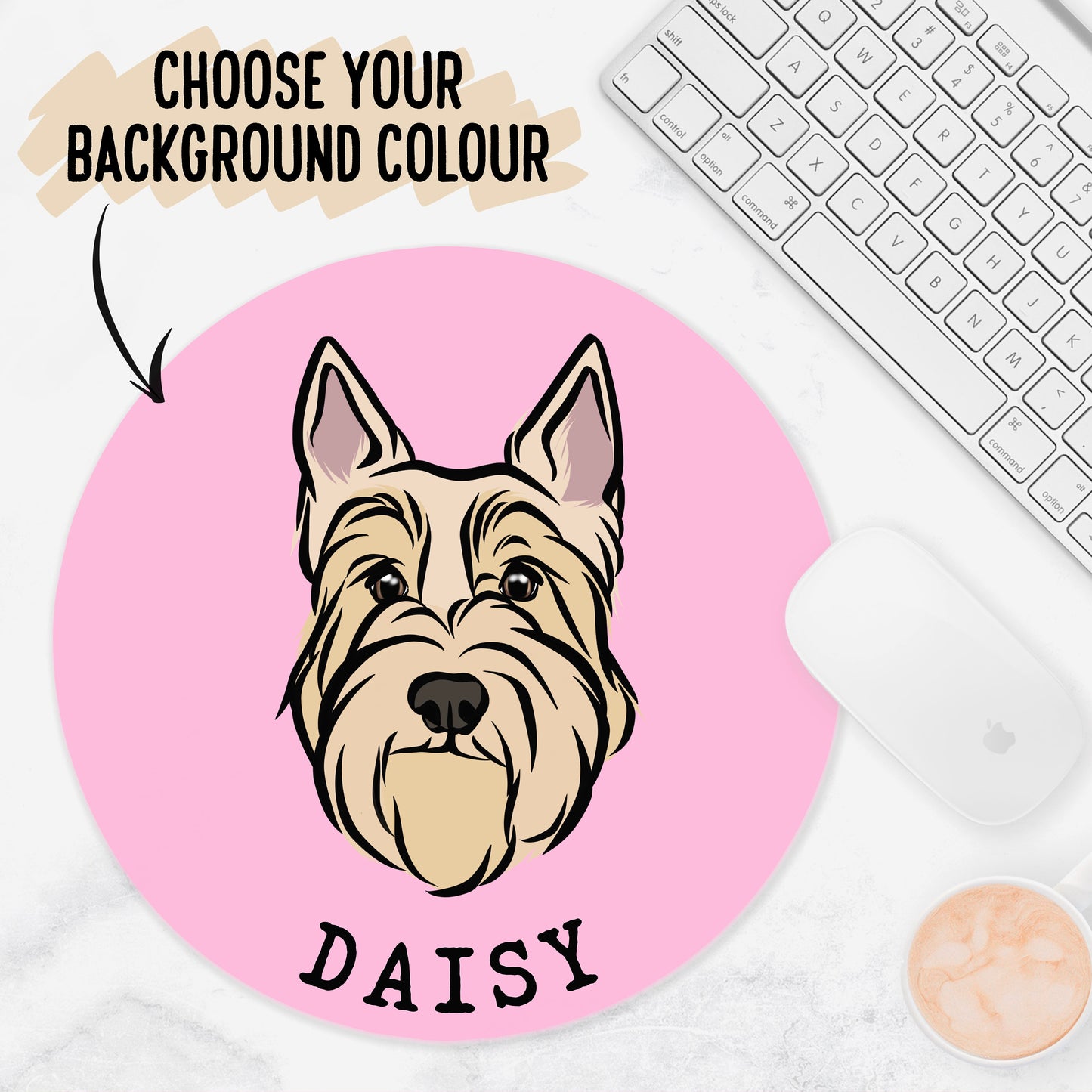 Scottish Terrier Mouse Mat/ Customised Pet Portrait Computer Mouse Pad/ Dog Desk Organisation/ Unique Scottie Face Computer Accessory Gift