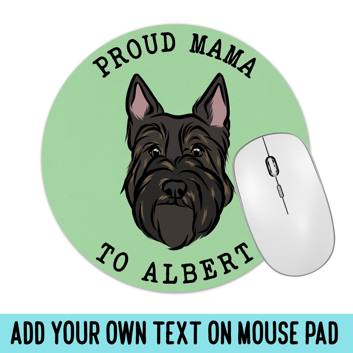 Scottish Terrier Mouse Mat/ Customised Pet Portrait Computer Mouse Pad/ Dog Desk Organisation/ Unique Scottie Face Computer Accessory Gift