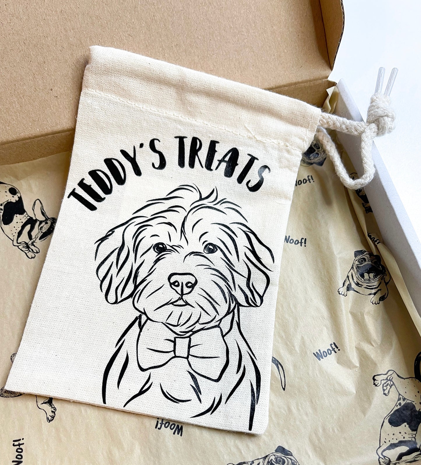 Pet Portrait Treat Bag (Beige)