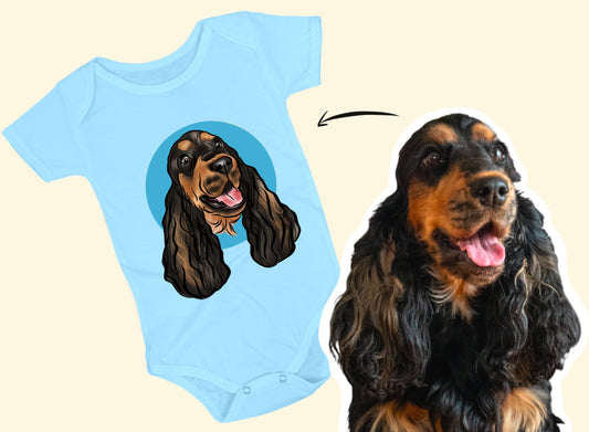 Pet Portrait Baby Onesie (Baby Blue)