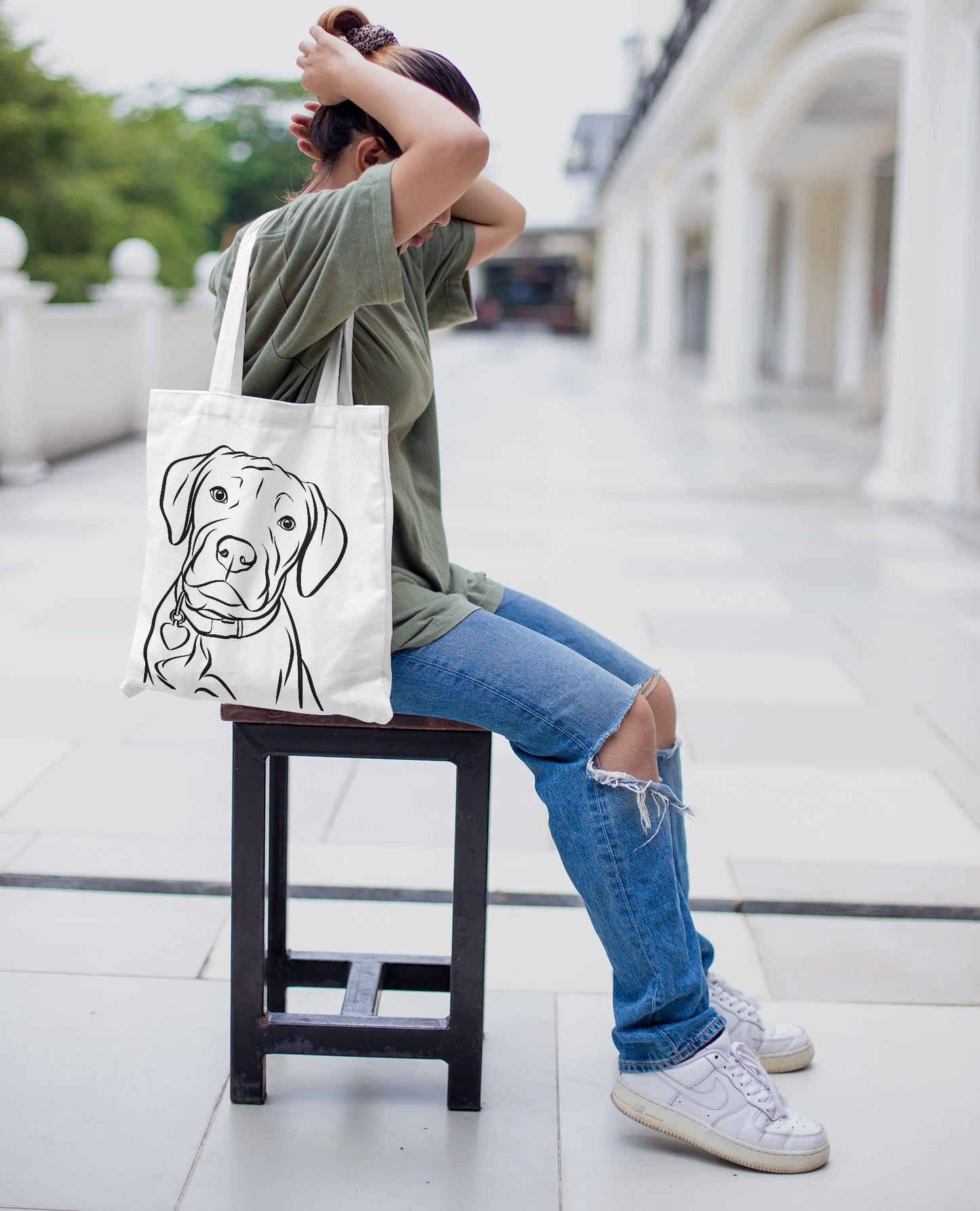 Pet Portrait Eco Tote Bag (White)