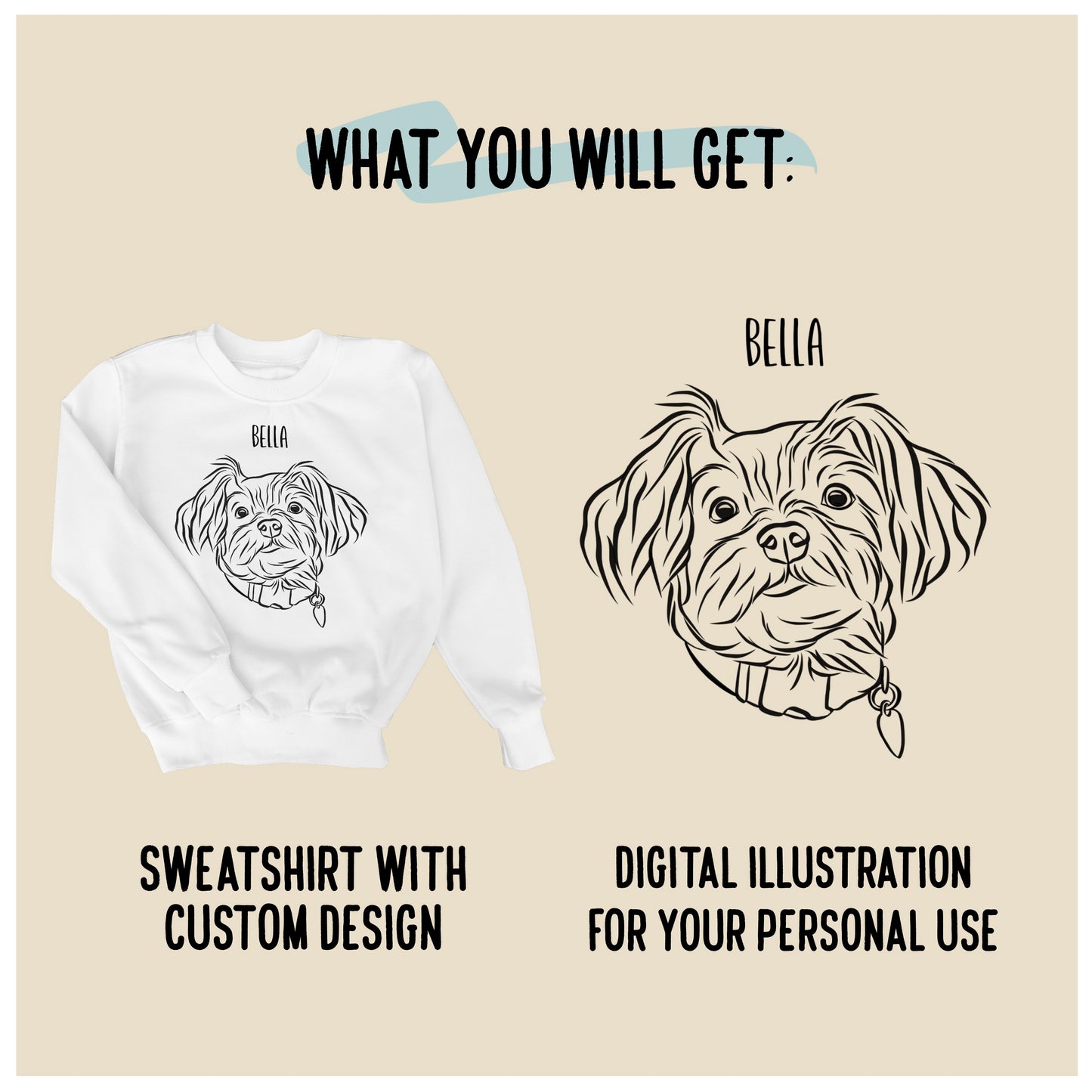 Outline Pet Portrait Sweatshirt (White)