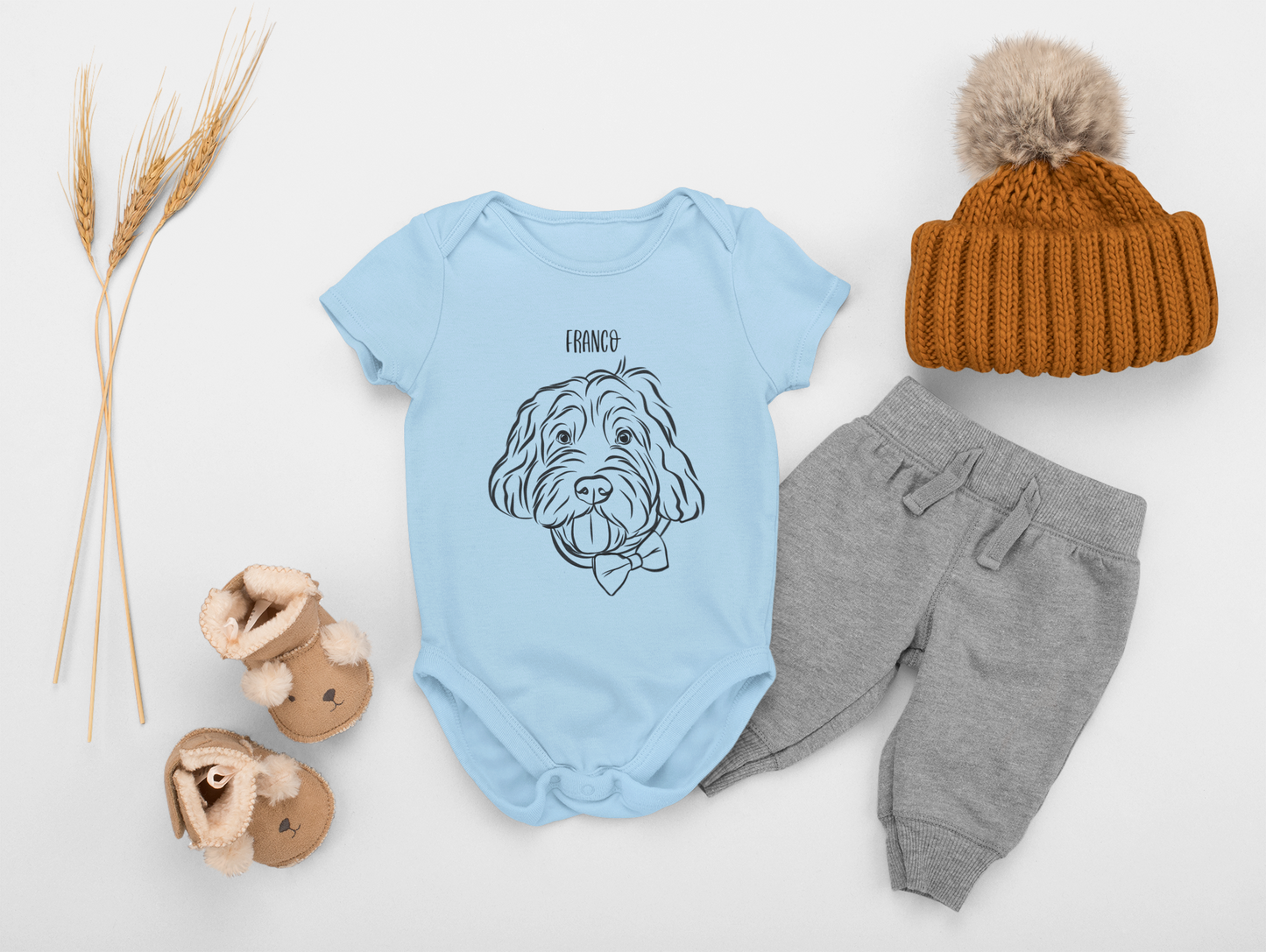 Outline Pet Portrait Onesie (Baby Blue)