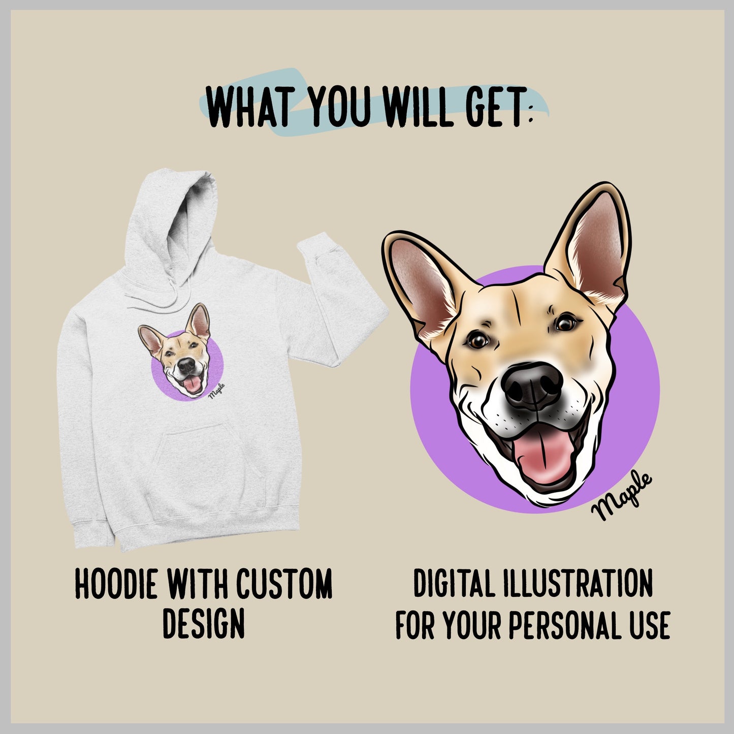 Pet Portrait Hoodie (Grey)
