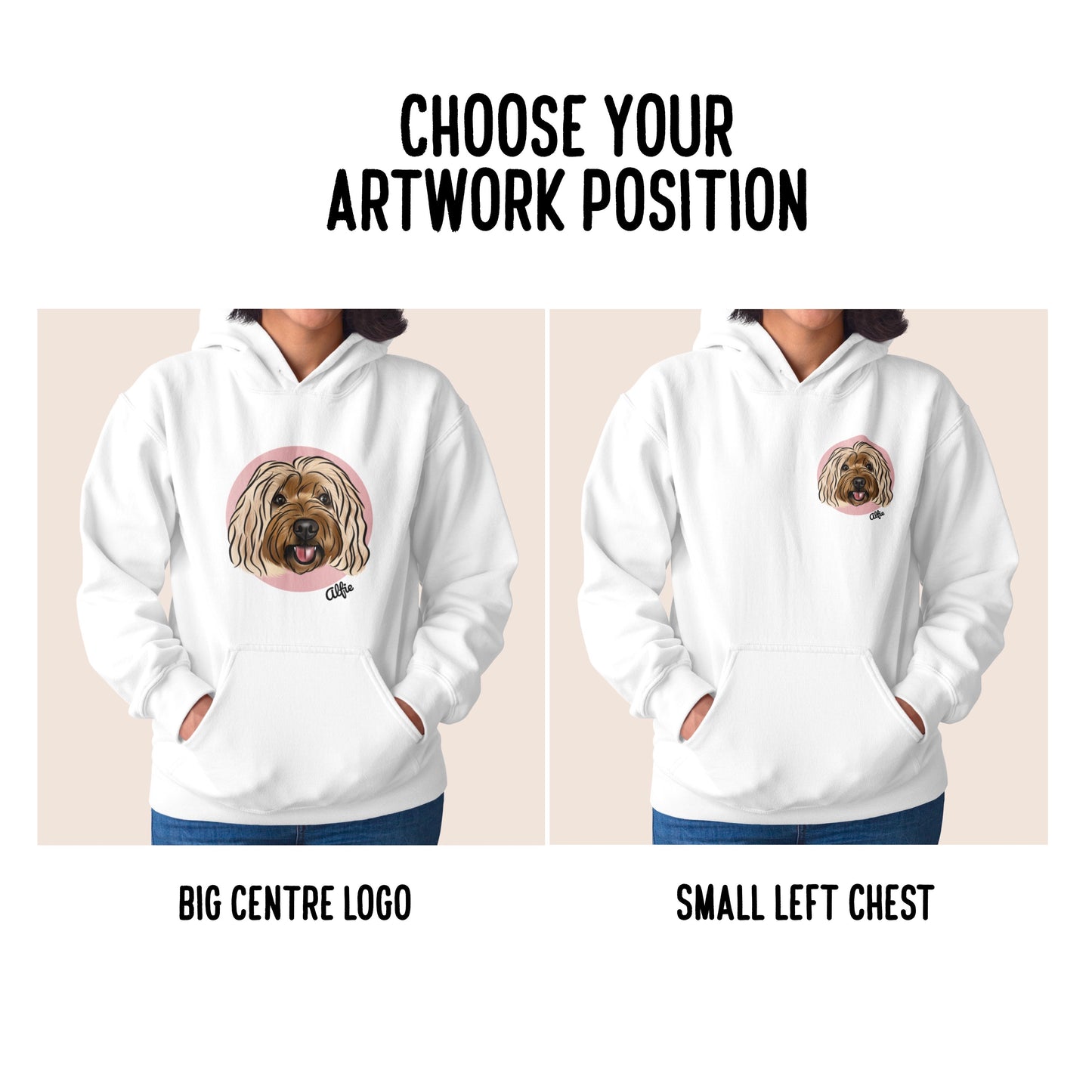 Pet Portrait Hoodie (White)