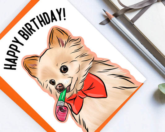 Pomeranian Birthday Card