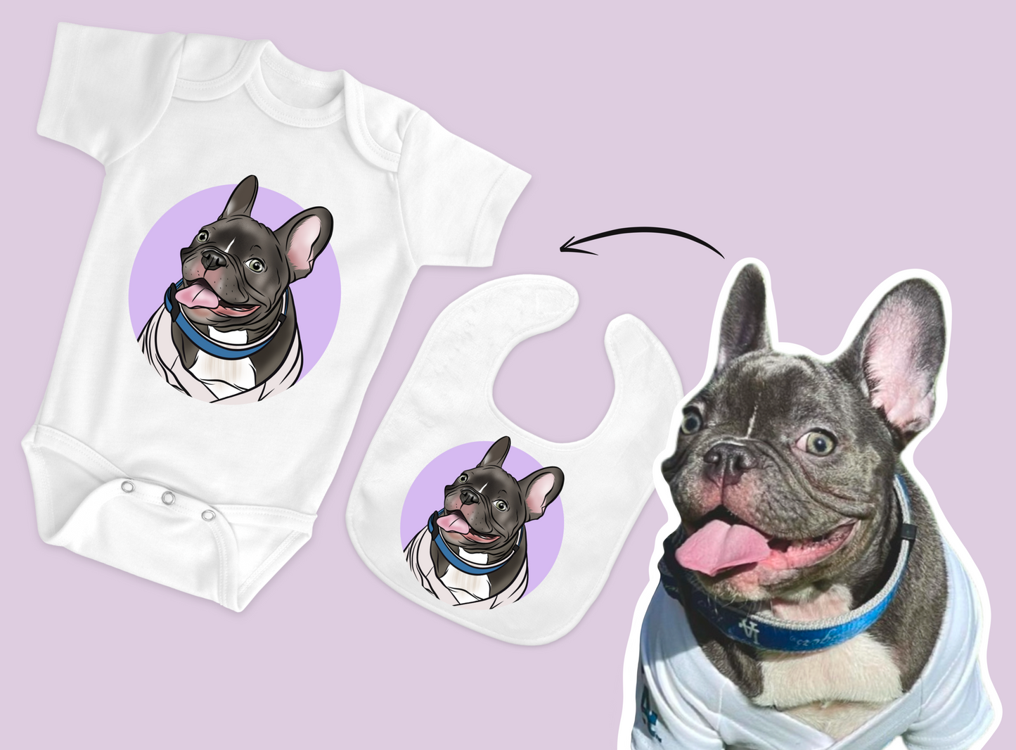 Pet Portrait Onesie + Bib Bundle