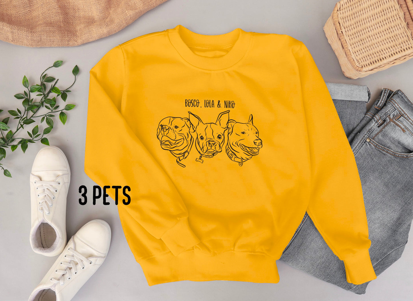Outline Pet Portrait Sweatshirt (Mustard Yellow)