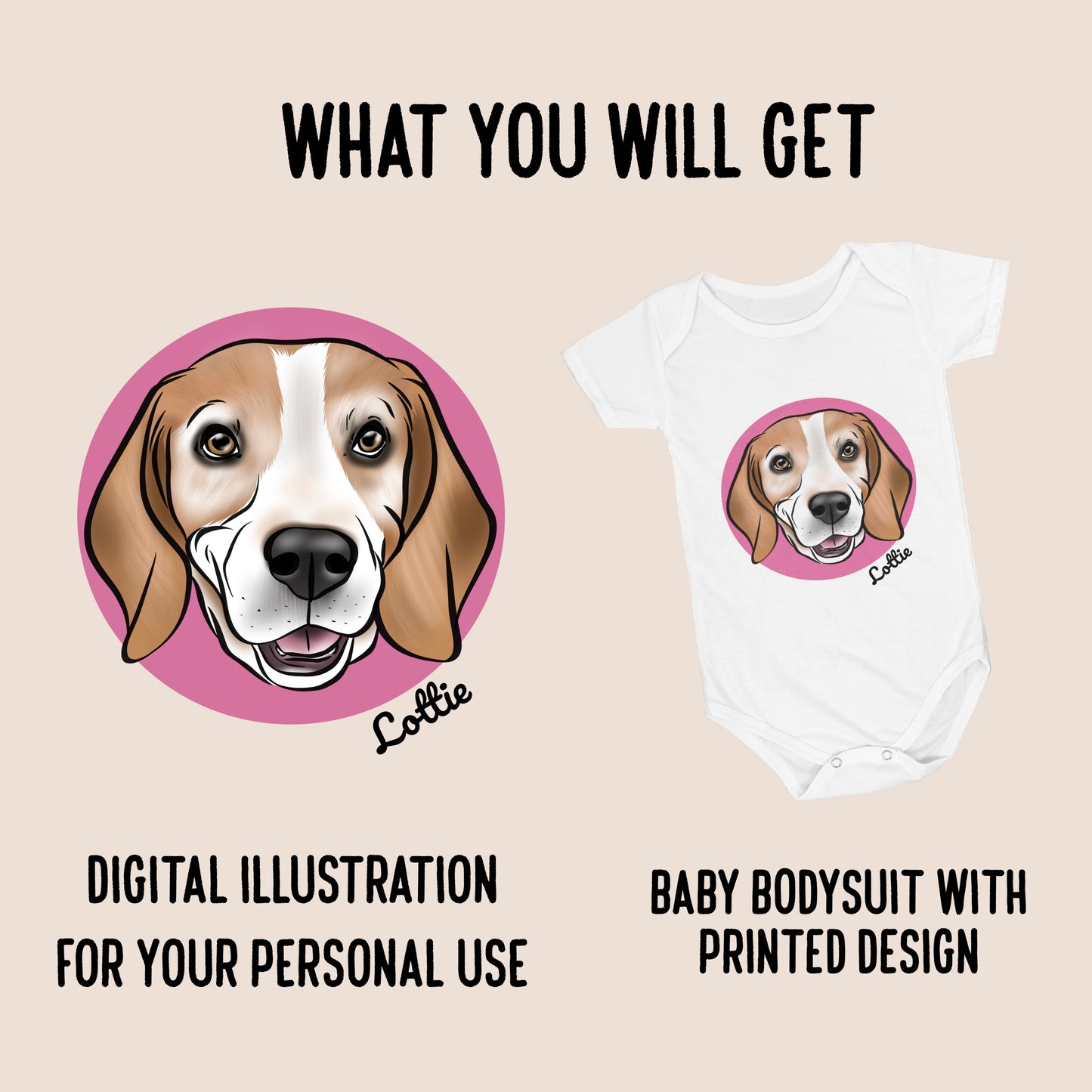 Pet Portrait Baby Onesie (White)
