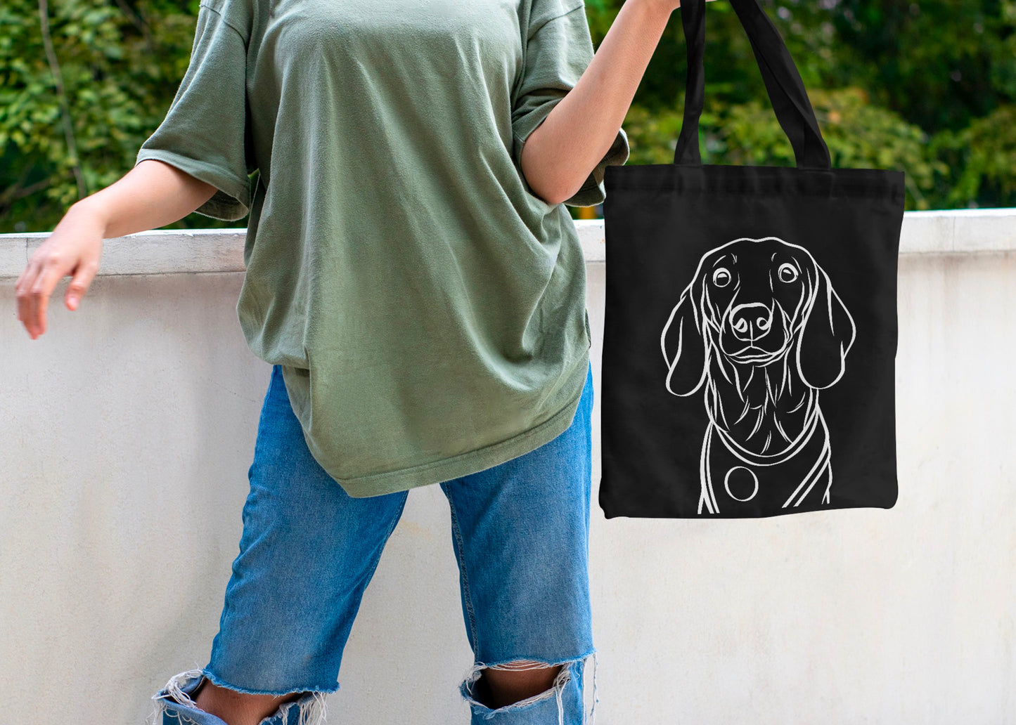 Pet Portrait Eco Tote Bag (Black)