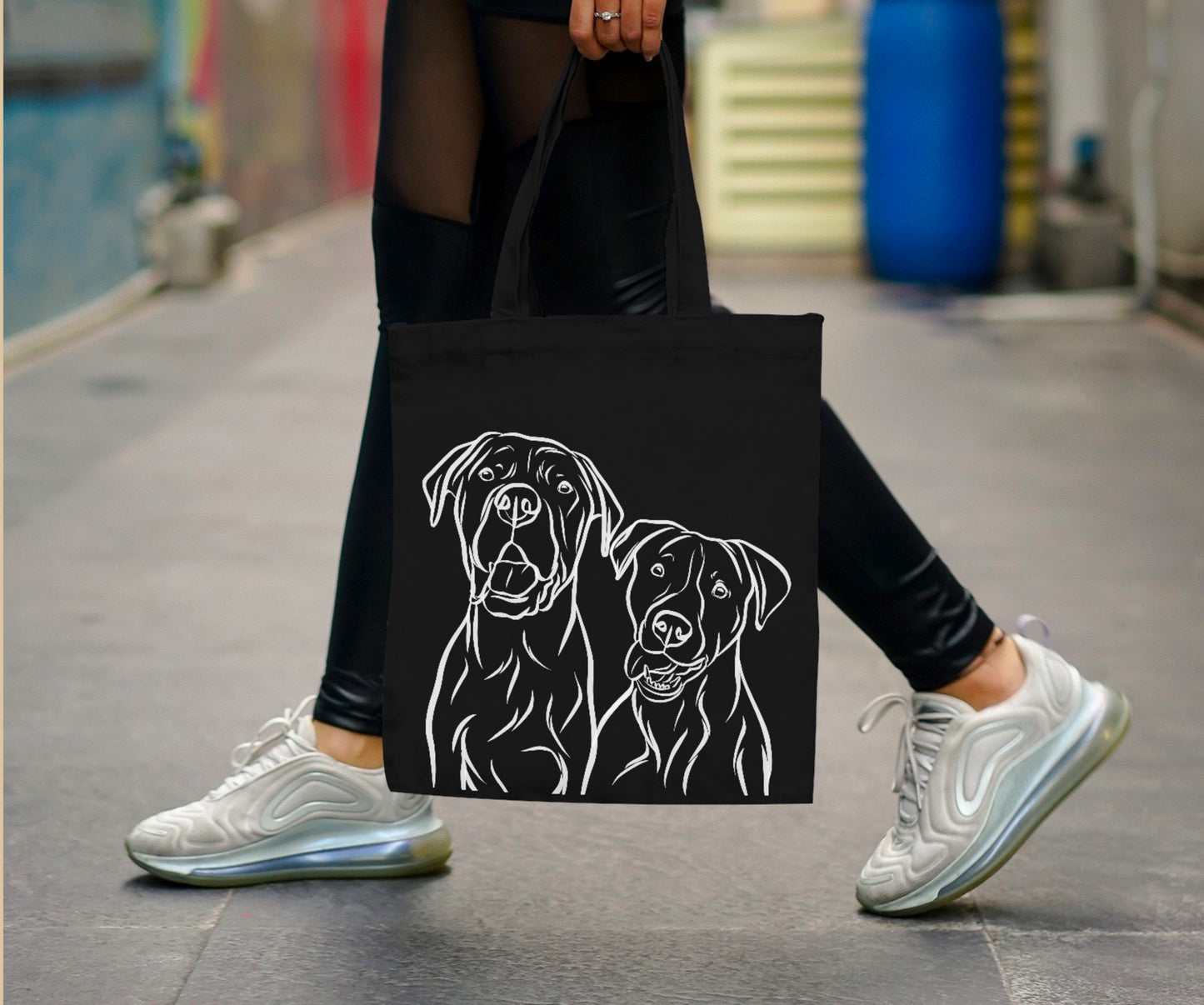 Pet Portrait Eco Tote Bag (Black)