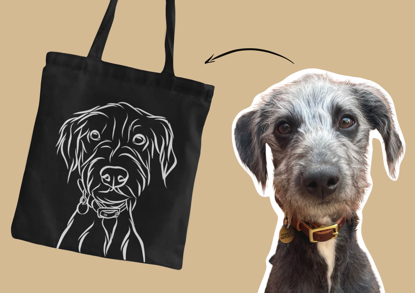 Pet Portrait Eco Tote Bag (Black)