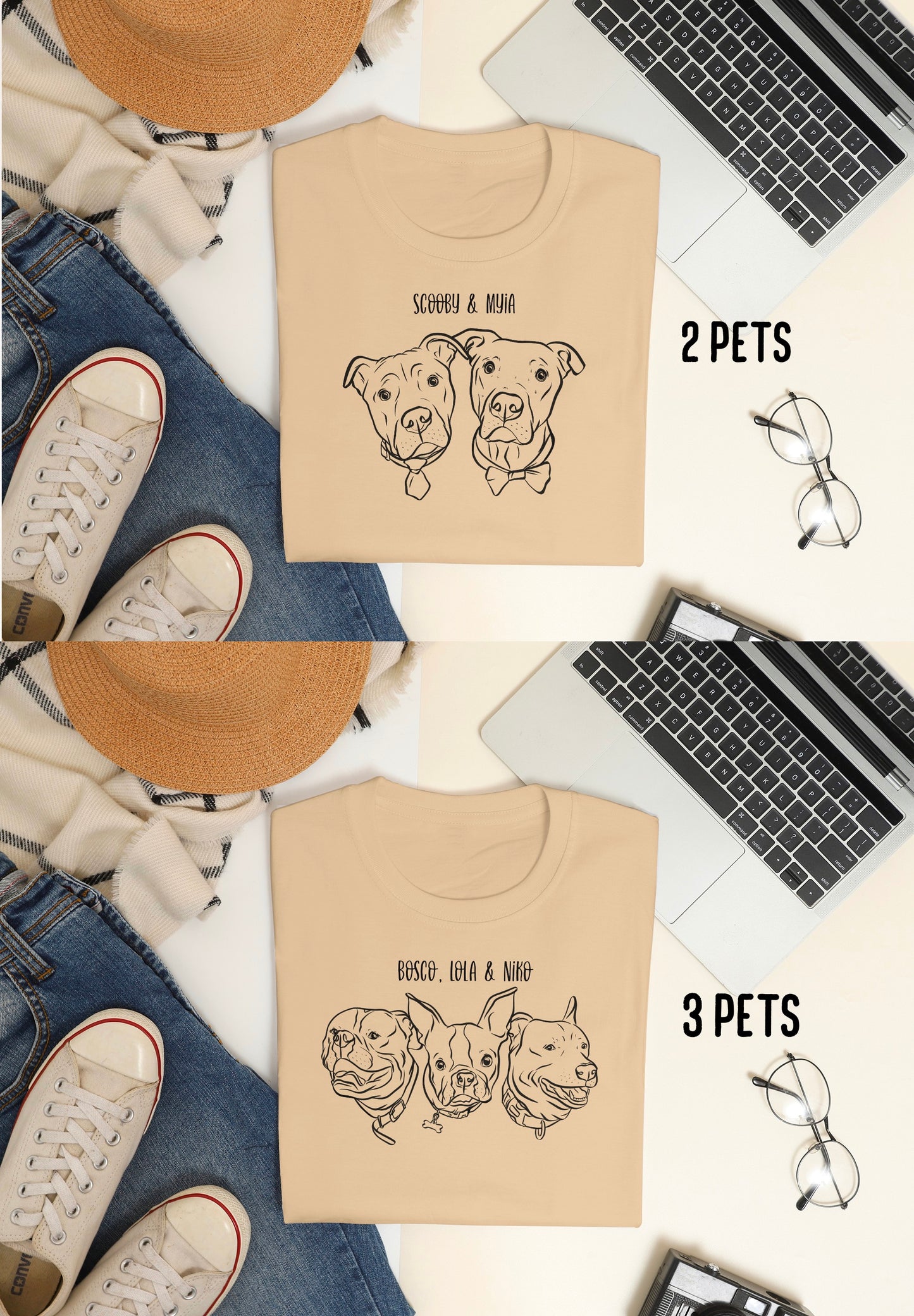 Outline Pet Portrait T-Shirt (Sand)