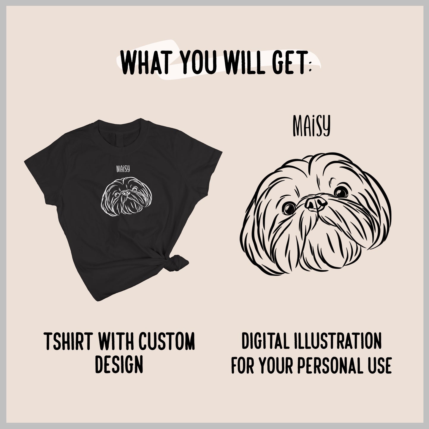 Outline Pet Portrait T-Shirt (Black)