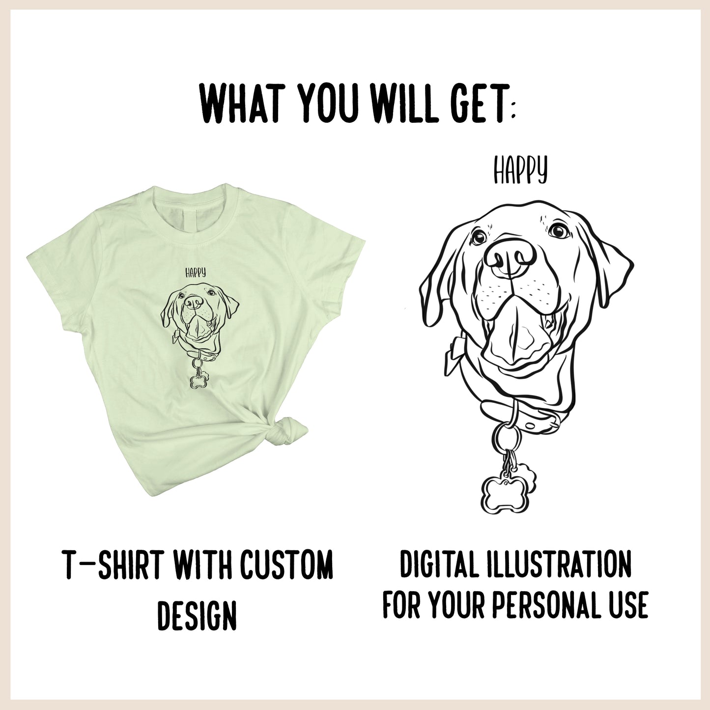 Outline Pet Portrait T-Shirt (Sage Green)