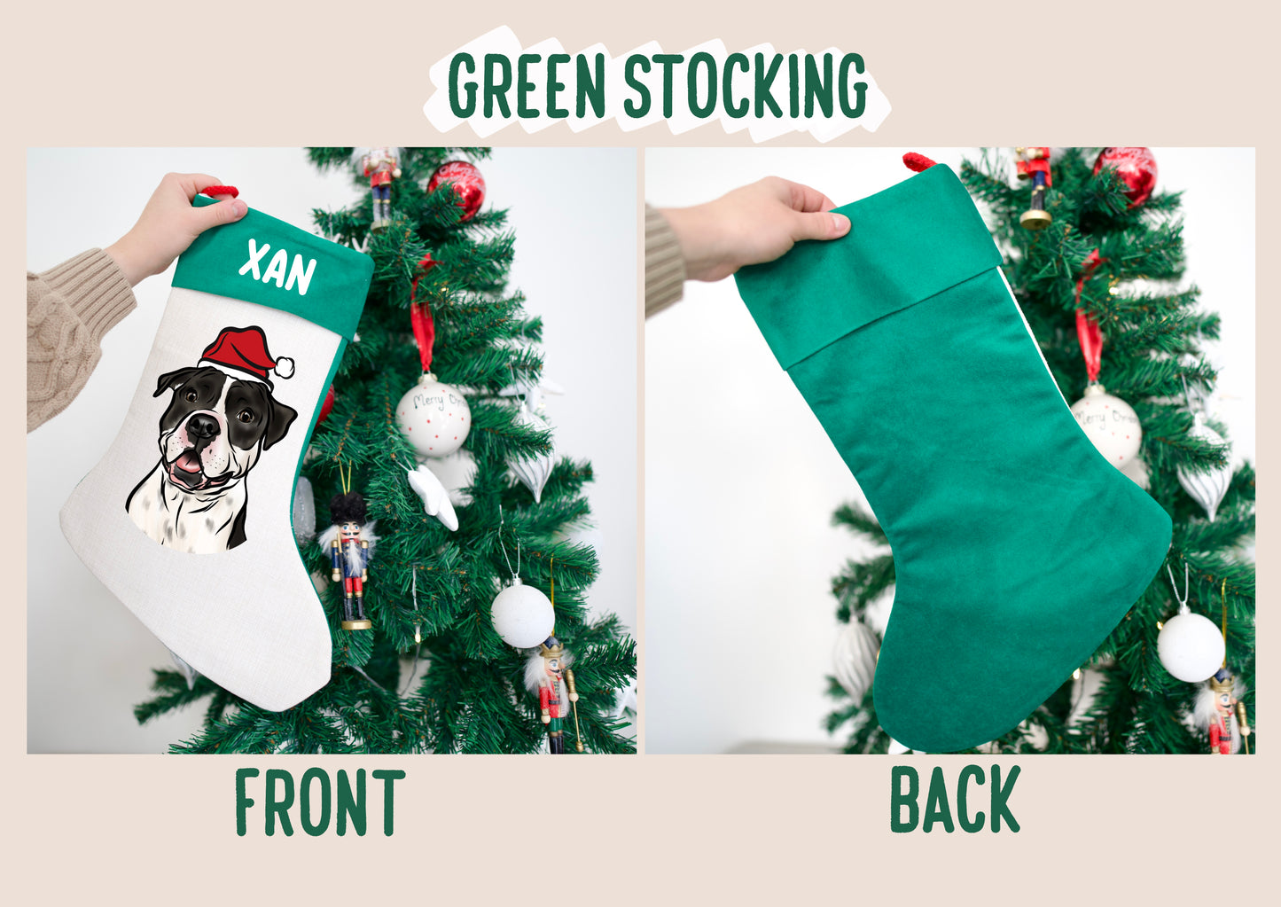 Pet Portrait Christmas Stocking