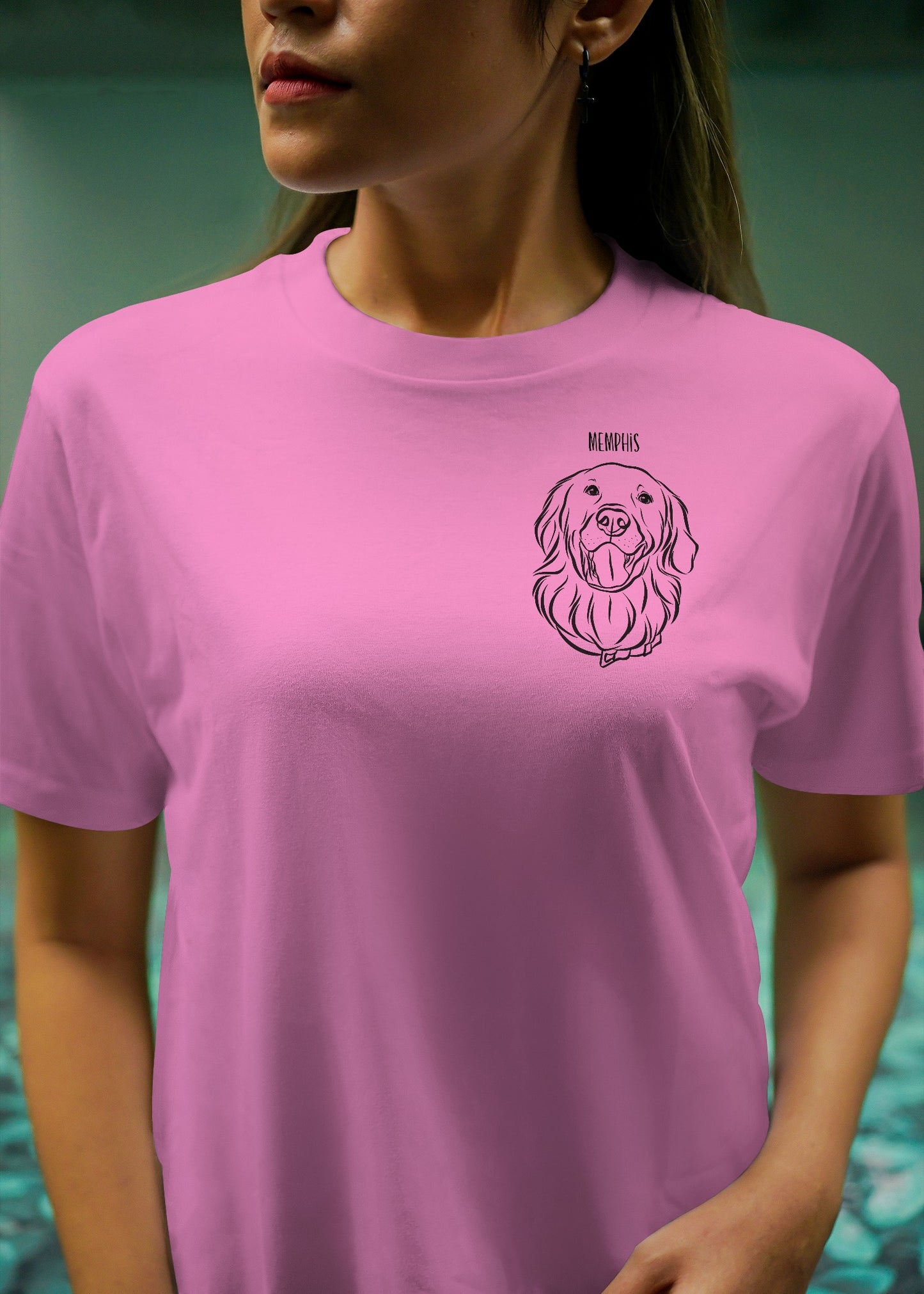 Outline Pet Portrait T-Shirt (Orchid Pink)